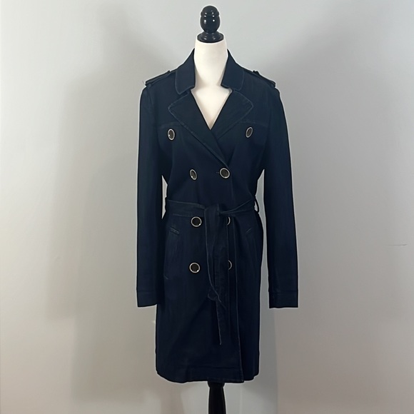 Luisa Cerano Denim Trench Coat Jacket - Picture 7 of 16